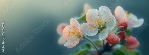 Apple or cherry blossom spring with copy space.