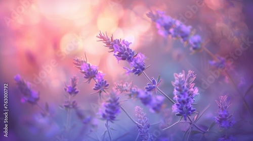 Lavender flowers in purple color  closeup  blurred background