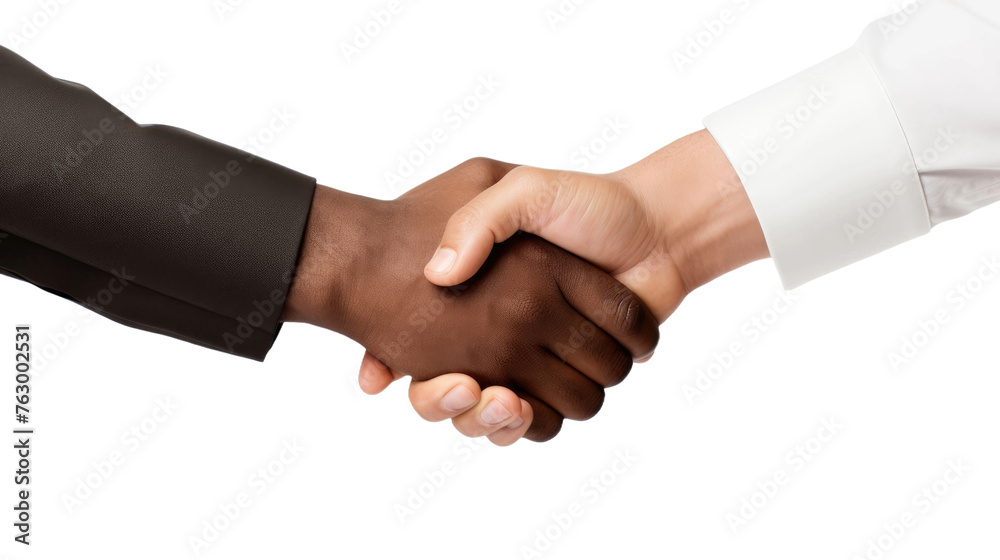 white and african american businessman handshake on a white isolated background white and african american businessman handshake on a white isolated background