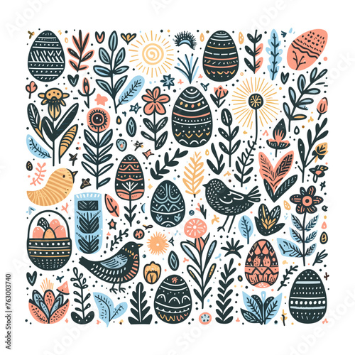 Hand drawn easter pattern