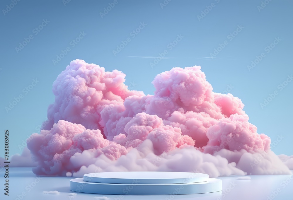 arafed image of a white platform in front of a cloud of pink clouds arafed image of a white platform in front of a cloud of pink clouds