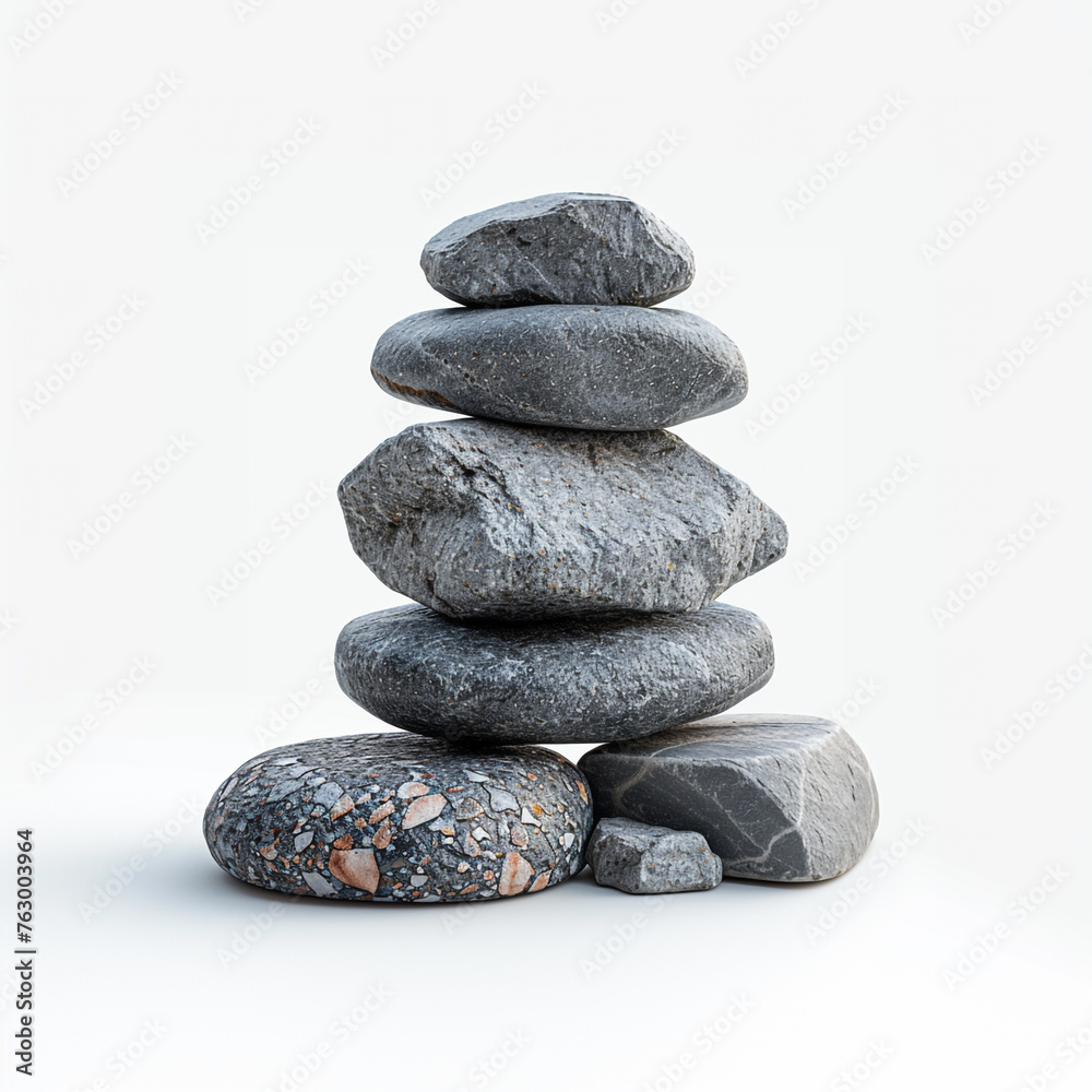 Zen Stone Tower: Balanced Pebbles and Rocks Heap Zen Stone Tower: Balanced Pebbles and Rocks Heap