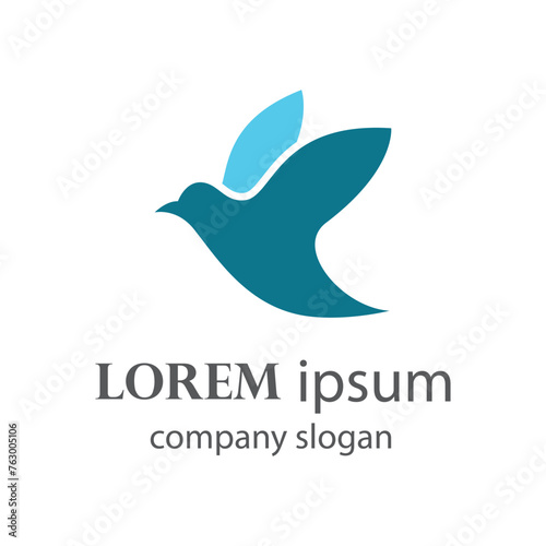 logo design of a flying dove flapping its wings