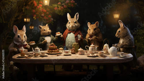 A whimsical tea party hosted by talking animals and se