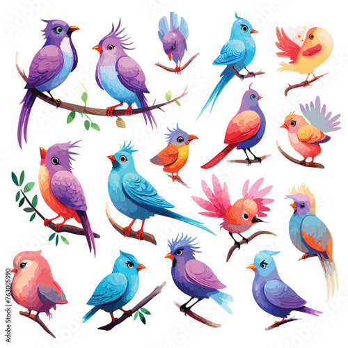 Fantasy Birds Clipart clipart isolated on white background