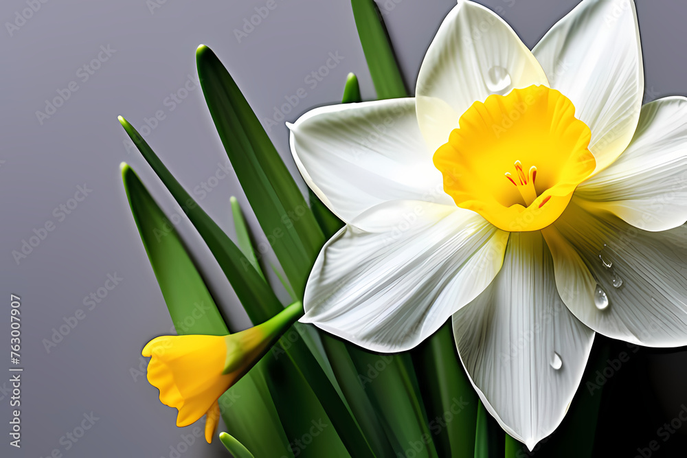 Fototapeta premium yellow daffodil flower, generative ai 