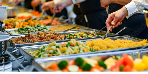 People group catering buffet food