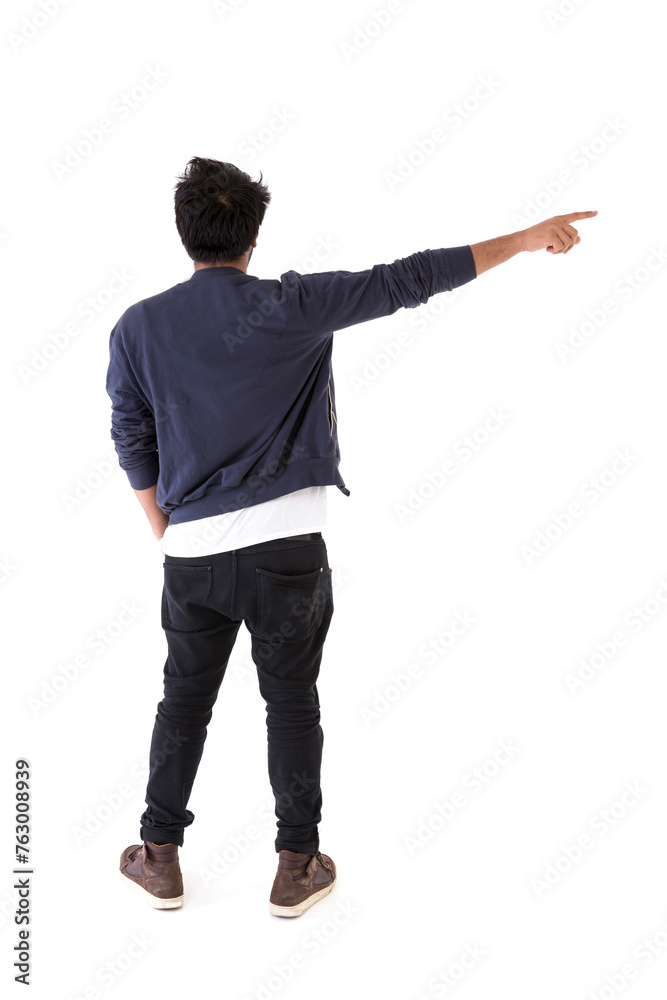 Indian man looking away and pointing. Indian man looking away and pointing.