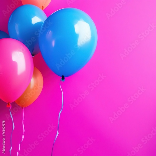 balloons of bright neon colors of pink and blue.
