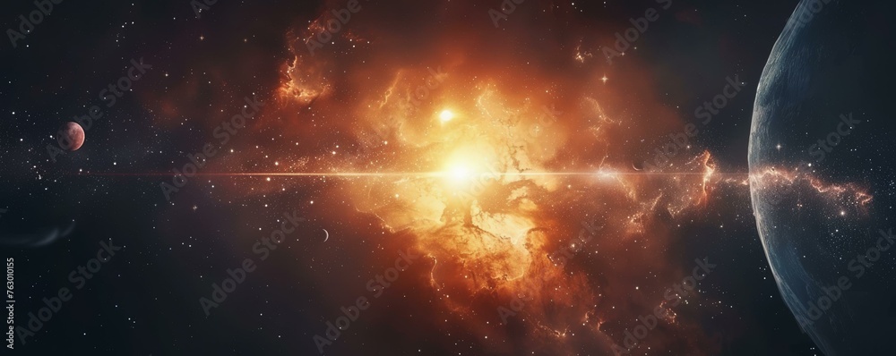 Fototapeta premium Stunningly realistic depiction of a supernova in outer space.
