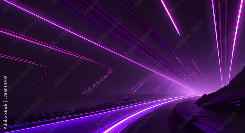 lila neon Tunnel - obrazy, fototapety, plakaty 