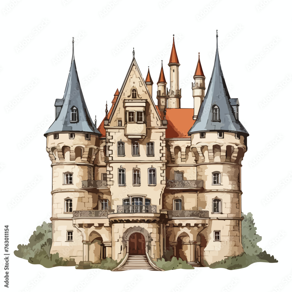 French Castle Clipart clipart isolated on white background