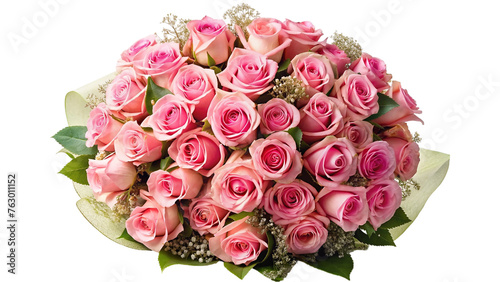 Bouquet of pink roses. isolated on transparent background.