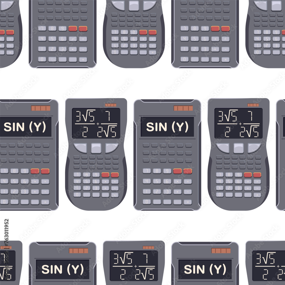 Scientific calculator vector cartoon seamless pattern background for wallpaper, wrapping, packing, and backdrop. Scientific calculator vector cartoon seamless pattern background for wallpaper, wrapping, packing, and backdrop.