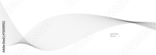 Vector abstract background with wave of flowing particles, smoke flowing light grey design, smooth and soft relaxing image.