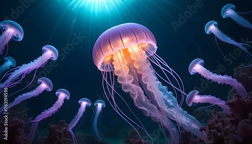 A Jellyfish In A Sea Of Glowing Tentacles Upscaled 4 © Elma