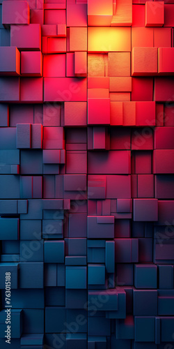 Vibrant Red and Blue 3D Cubes Background - Modern Abstract Geometric Art Perfect for Web Design  Wallpapers  and Creative Projects