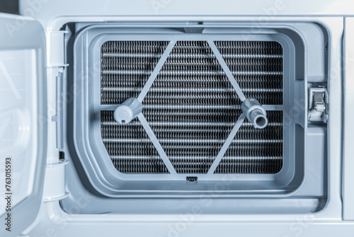 Detail of Heat pump dryer with heat exchanger and plinth filter