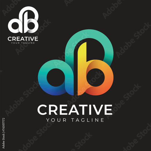 Letter ab gradient colorful logo design template 