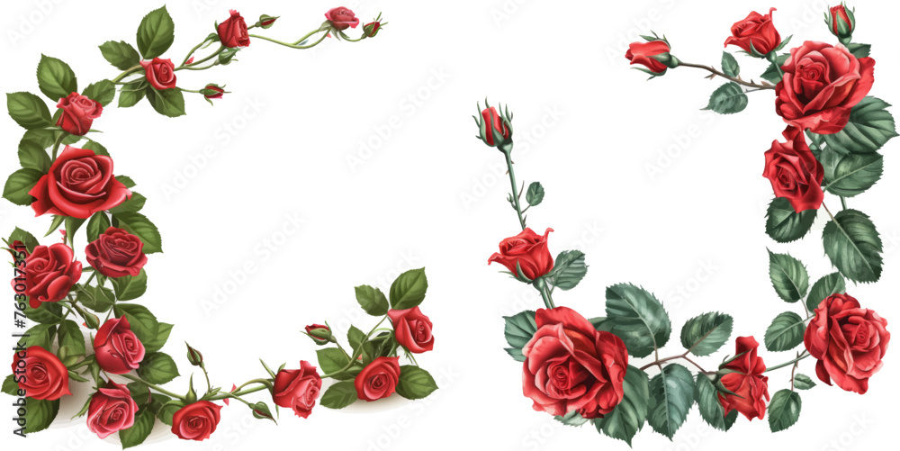 Realistic red roses border Realistic red roses border