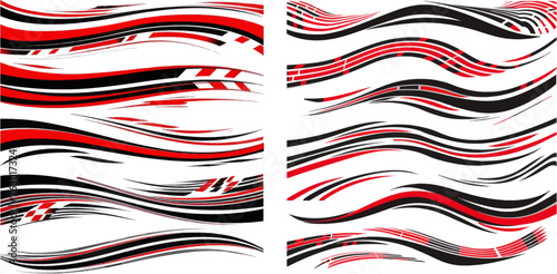  Sport stripes vinyl stickers, racing vehicle tuning and speed line vector set