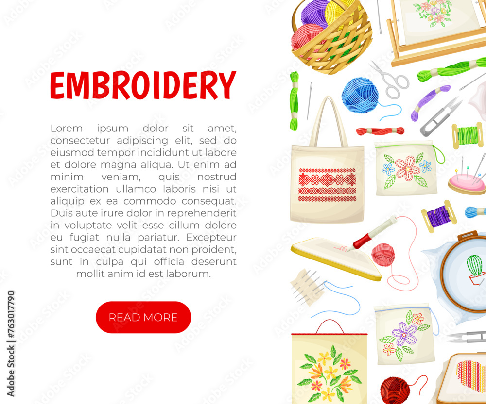 Embroidery and Handmade Craft Banner Design Vector Template