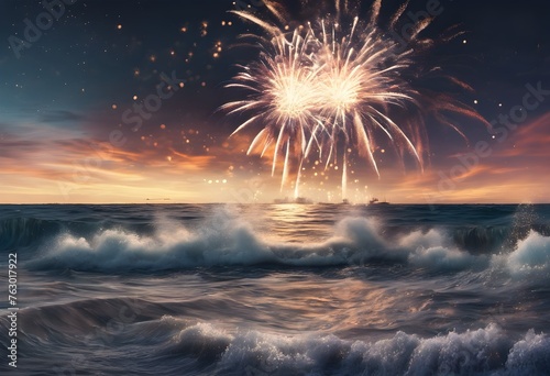 Fireworks over the sea