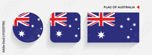 Australia Flags arranged in round, square and rectangular shapes