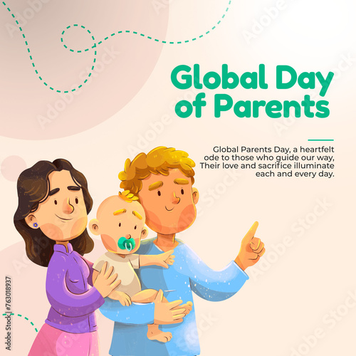 Illustration of parents wit...