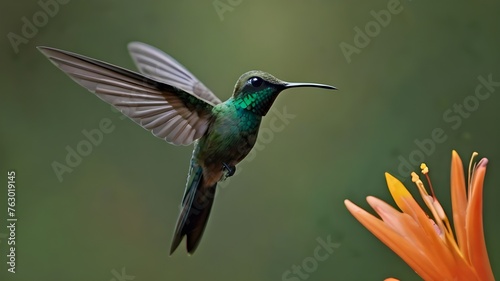 Hummingbird Long tailed Sylph Aglaiocercus ingi with o © FAVOUR