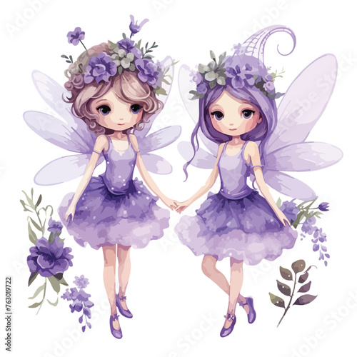 Lavender Fairies Clipart clipart isolated on white background