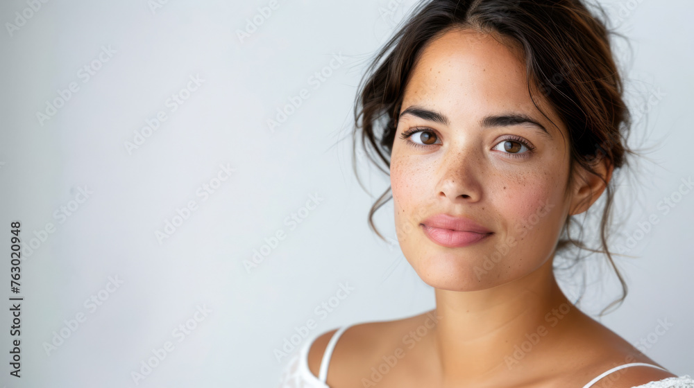 Young hispanic woman beauty portrait with ample copy space Young hispanic woman beauty portrait with ample copy space