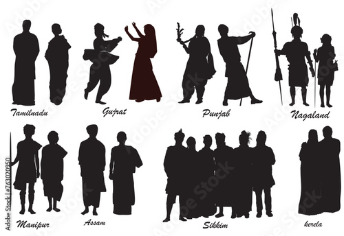 Indian traditional dress silhouette