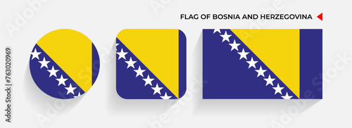 Fotografi Bosnia and Herzegovina Flags arranged in round, square and rectangular shapes