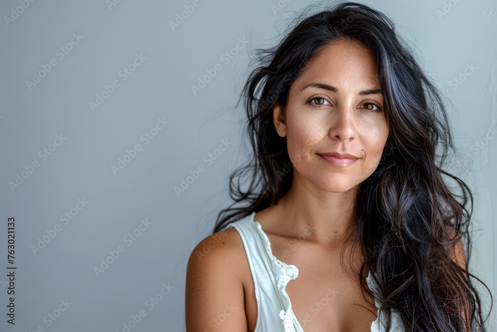 Young hispanic woman beauty portrait with ample copy space Young hispanic woman beauty portrait with ample copy space