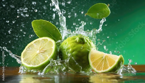 Water splash on bergamot fruit