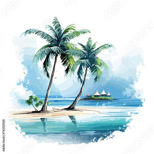 Maldives Beach Clipart clipart isolated on white background © Noman