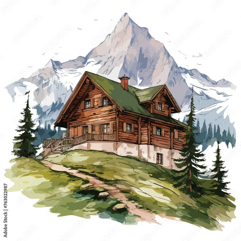 Mountain Chalet Clipart clipart isolated on white background