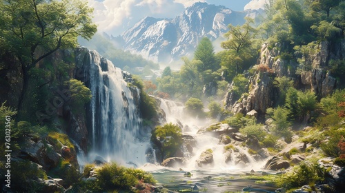 mesmerizing waterfall panorama capture