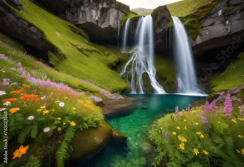 waterfall in the mountains