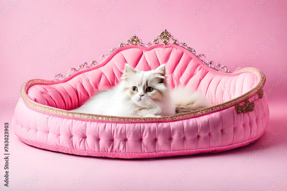 kitten in a pink basket