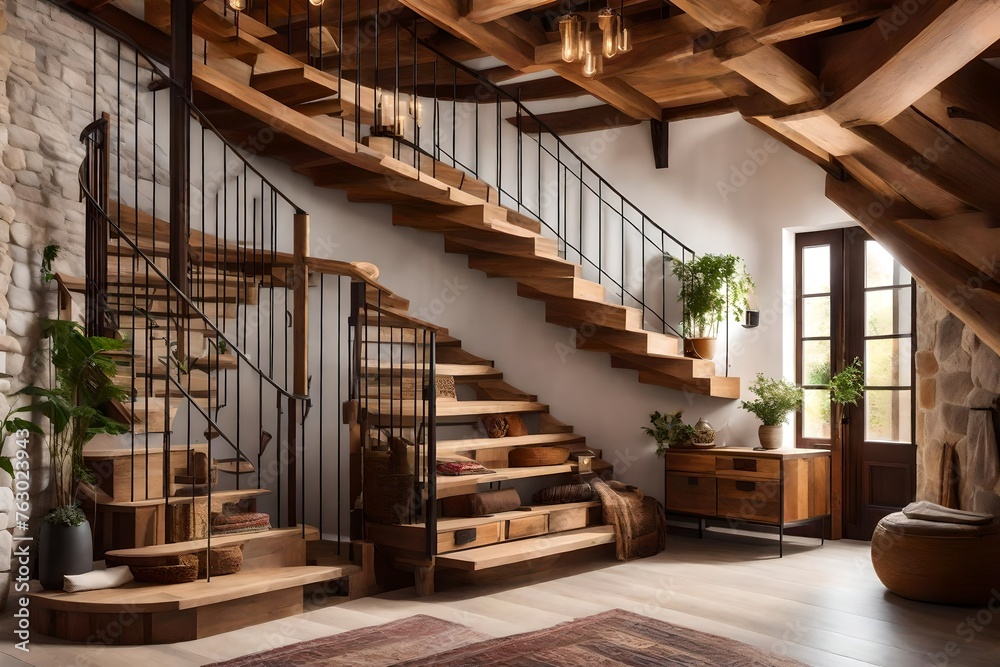 wooden staircase in the house