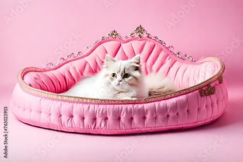 kitten in a pink basket