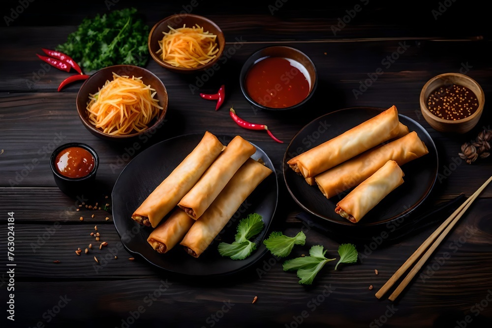 fried rolls with sauce