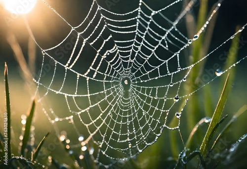 spider web with dew drops © Tahira