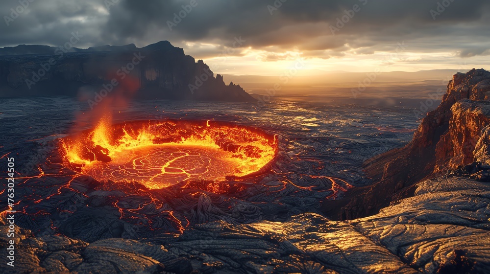 panoramic view of a volcanic