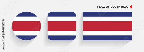 Costa Rica Flags arranged in round, square and rectangular shapes