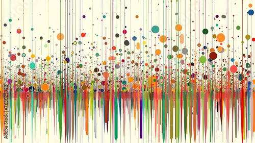 A colorful painting of many different colored balls. The painting is full of bright colors and has a lot of detail. The balls are arranged in a way that creates a sense of movement and energy