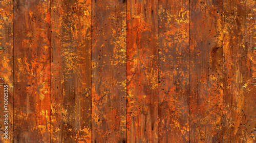 The image is of a wooden surface with a lot of rust and paint