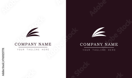 Letter E 3 wing feather photography logo